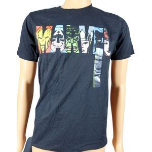 Marvel Logo Black T Shirt S New‎ NWT Ironman Captain America Hulk Thor